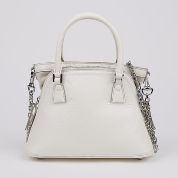 MAISON MARGIELA 5AC マイクロ レザー トートバッグ ホワイト 157911316 [P]