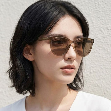 MaxMara MM0107K 45E Clear Brown Round Horn Frame Asian Fit Sunglasses 146926328 [P]