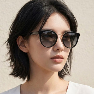 MaxMara Sunglasses MM0104K 01B Luxury Fashion Round Oversized Soltex Asian Fit 146926336 [P]