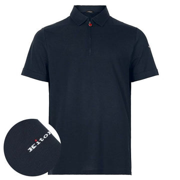 Kiton Blue Navy Half Zip Polo Shirt 158197826 [P]