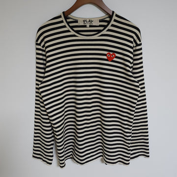 Comme Des Garcons Men's Striped Long Sleeve T-Shirt with Heart Patch AZ-T164 158208682 [P]