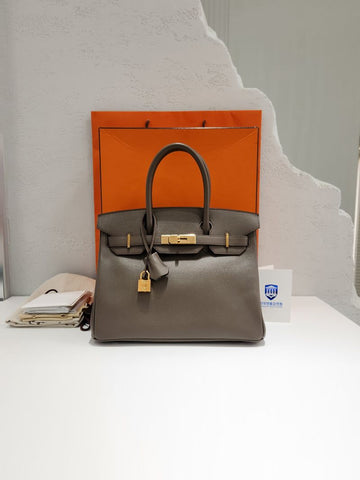 HERMES Birkin 30 Etoupe Gold Tote Bag H027633CC 158225892 [P]