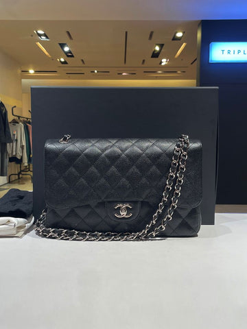CHANEL Classic Caviar Silver Large Shoulder Bag A58600 158266809 [P]
