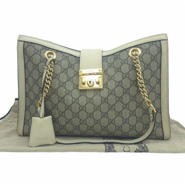 Gucci Padlock GG Supreme Canvas Medium Chain Shoulder Bag Tote Bag White 479197 158279592 [P]