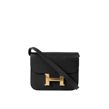 Hermes Women’s Constance Slim Compact Wallet Belt Bag Epsom Black Noire Gold 158279918 [P]