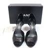 CHANEL G26229 Schwarze Leder CC-Logo Dorsey Peep-Toe Pumps Damenschuhe 37C 158298845 [P]