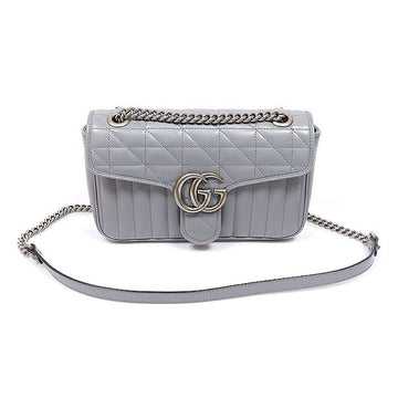 Gucci Gray Matelassé Chevron GG Marmont Small Shoulder Bag 443497 158298926 [P]