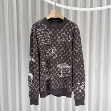 Louis Vuitton Monogram Embroidered Wool Crewneck Knit Sweater 158299271 [P]