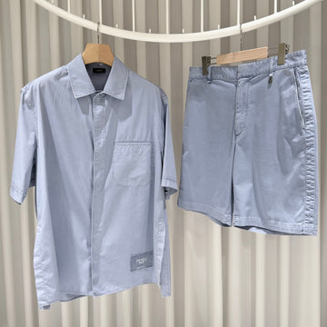 FENDI Baumwoll-T-Shirt- und Shorts-Set mit Logo-Patch (Größe 41, 48) 158299381 [P]