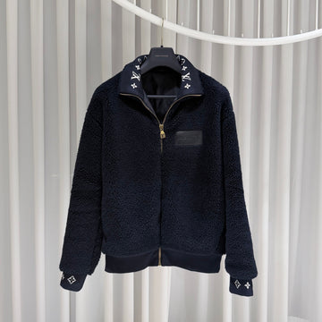 LOUIS VUITTON Lederpatch-Fleece-Bomberjacke A+ 158299625 [P]