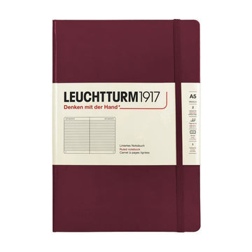 LEUCHURM Hardcover Medium A5 Port Red, Wirebound Notebook 157225102 [P]