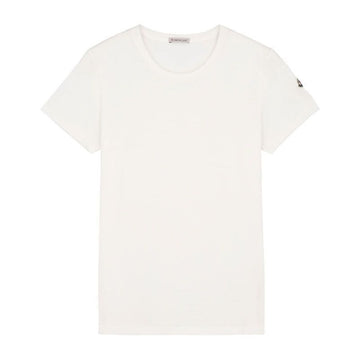 Moncler Logo Patch Cotton Jersey T-Shirt Off White L10938C73200 V8058 033 153223372 [P]