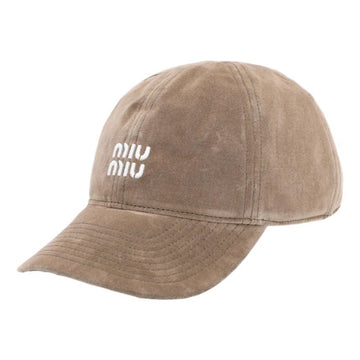 MIU MIU ロゴ刺繍ベルベットベースボールキャップ サンド 5HC369 2CUA F0844 153481118 [P]