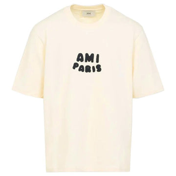 AMI Men's Crochet Logo T-shirt Cream White UTS075 726 136 139145624 [P]