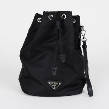 Prada Re-Nylon Bucket Strap Pouch Black 157896167 [P]