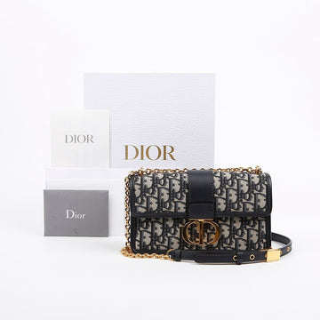 Dior 30 Montaigne East West Chain Bag Blue Oblique Jacquard 157896178 [P]