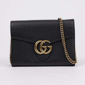 Gucci GG Marmont Chain Leather Wallet Shoulder Bag Black 157796298 [P]
