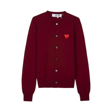 COMME DES GARCONS N007 051 BURGUNDY Herzapplikation Kardigan 158313802 [P]