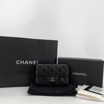 CHANEL Classic Caviar Gold Flap Cardholder 158314519 [P]