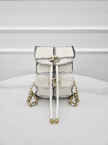 CHANEL Tweed Duma Season Backpack Gold AS3615 158314608 [P]