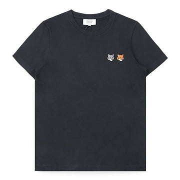 MAISON KITSUNE Damen Double Fox Head Patch Kurzarm (Charcoal) OW011CFKJ7026 P190 155292990 [P]