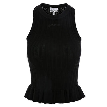Ganni Light Viscose Rib Top Black 99052556 [P]