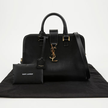 Saint Laurent Cabas Baby Leather Tote Shoulder Bag Black with Gold Hardware 157911249 [P]