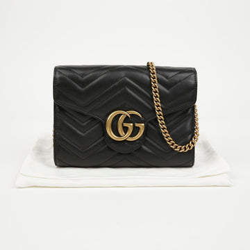 Gucci GG Marmont Matelassé Mini Chain Bag Black 157911334 [P]