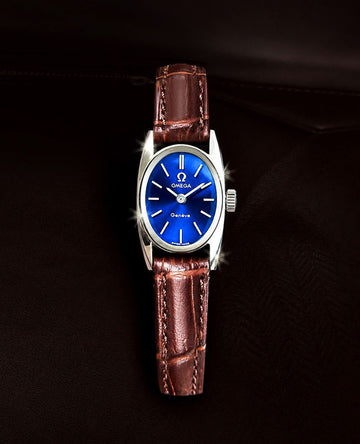 Omega Geneva Blue Dial Women's Manual Mini Leather Watch 158315731 [P]