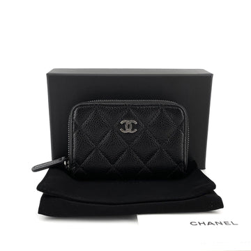 CHANEL Caviar Silver Zip Card Holder 158318266 [P]