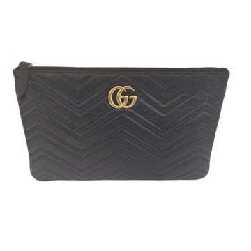 GUCCI GGマモントレザー ポーチ ブラック ゴールド 525541 マトラッセ クラッチ 158321118 [P]