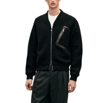 HERMES レザー ディテールのジッパーバーシティカーディガン メンズジャケット ヌア H667730HA02LA 158331129 [P]