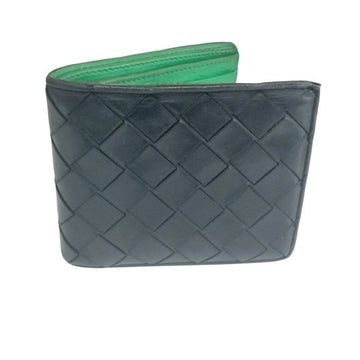 Bottega Veneta Intrecciato Two-Tone Men's Wallet Black Green Leather 743211 158334870 [P]
