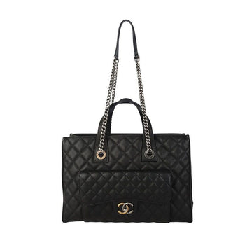 CHANEL キャビア ダイヤモンド キルティング カジュアル ポケット トート バッグ 36957 154770985 [P]