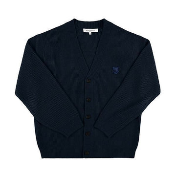 Maison Kitsune Cardigan NM00501KT1093 P476 Bold Fox Head Patch V-Neck Men's Cardigan 119792785 [P]
