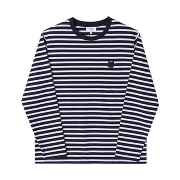 Maison Kitsune Long Sleeve Bold Fox Head Patch Stripe Men's Long Sleeve T-Shirt OM00125KJ0044 S481 129861214 [P]