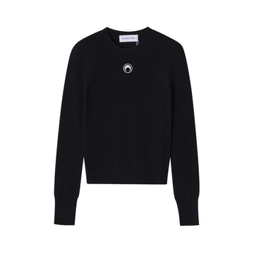 Marine Serre Knit Fitted Women's Sweater with Moon Logo WTK014A CKNI0511 BK99 140682794 [P]