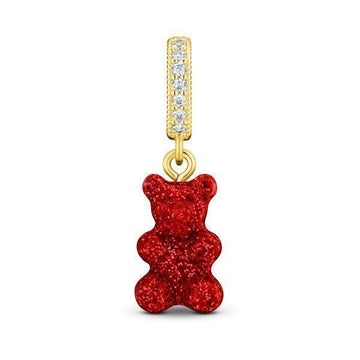 CRYSTAL HAZE JEWELRY Kristallhaze Nostalgie Bär Rot Samt Cubic Anhänger Damen Charm 41549707 [P]