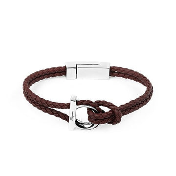 SALVATORE FERRAGAMO Gancini Armband 17 Größe Braun Leder 770141 712418 47618594 [P]