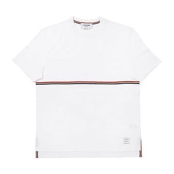 THOM BROWNE MJS221A J0058 100 RWBトリミングミッドウェイトジャージメンズ半袖Tシャツ 51111391 [P]
