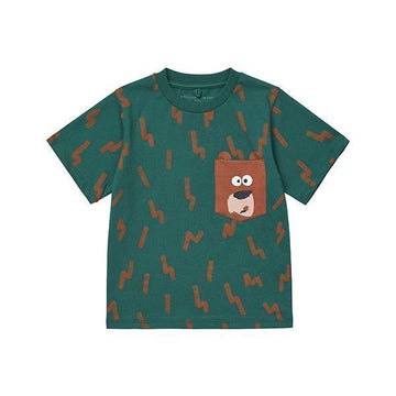 STELLA MCCARTNEY ライトニングボルトプリントテディベアチェストポケットキッズTシャツ stamp: TT8P71 Z1394 719MA 60248343 [P]