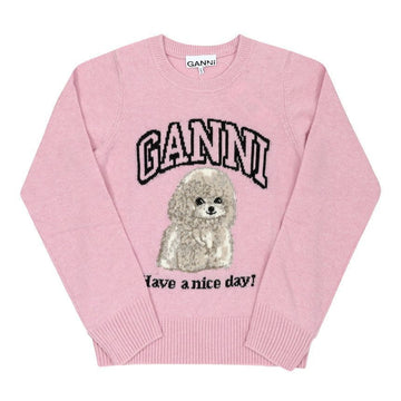 GANNI Strickwaren K2499 868 Pudel Logo Wolle Mischung Damenpullover 148553992 [P]