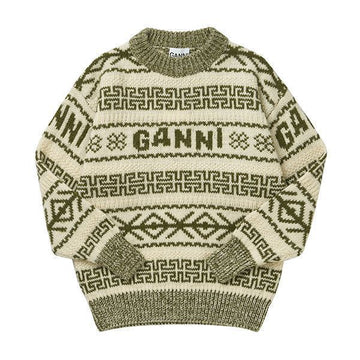 GANNI Strick K2174 775 Grafiklogo Ramwolle Damenpullover 67121150 [P]