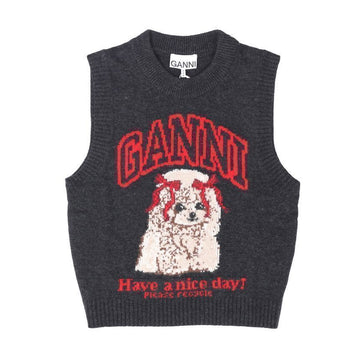 GANNI Strickweste aus Wollmix mit Puppy-Logo 151506748 [P]