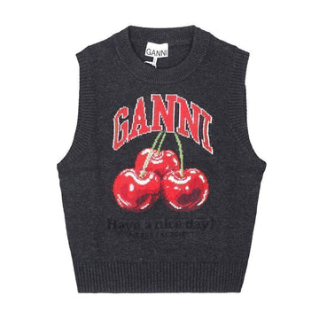 Ganni Wool Blend Logo Knit Vest 151506747 [P]
