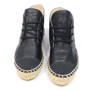 CHANEL Damen Espadrilles 35 aus schwarzem Lammleder mit CC-Logo 158336470 [P]
