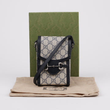 Gucci Horsebit 1955 GG Mini Canvas Crossbody Bag Blue 158089792 [P]