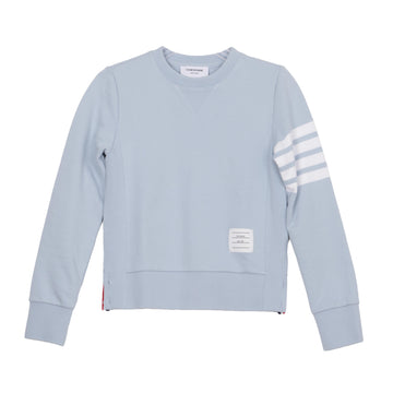 THOM BROWNE 4-Bar Streifen Crewneck Baumwoll Sweatshirt Pastelllichtblau 158093260 [P]
