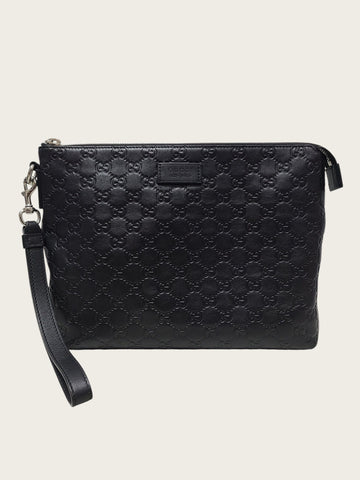 Gucci Black GG Logo Leather Strap Clutch 158337179 [P]
