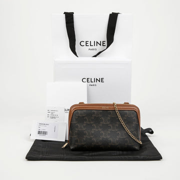 CELINE Ketten-Clutch Triomphe Canvas Kalbsleder 158093032 [P]